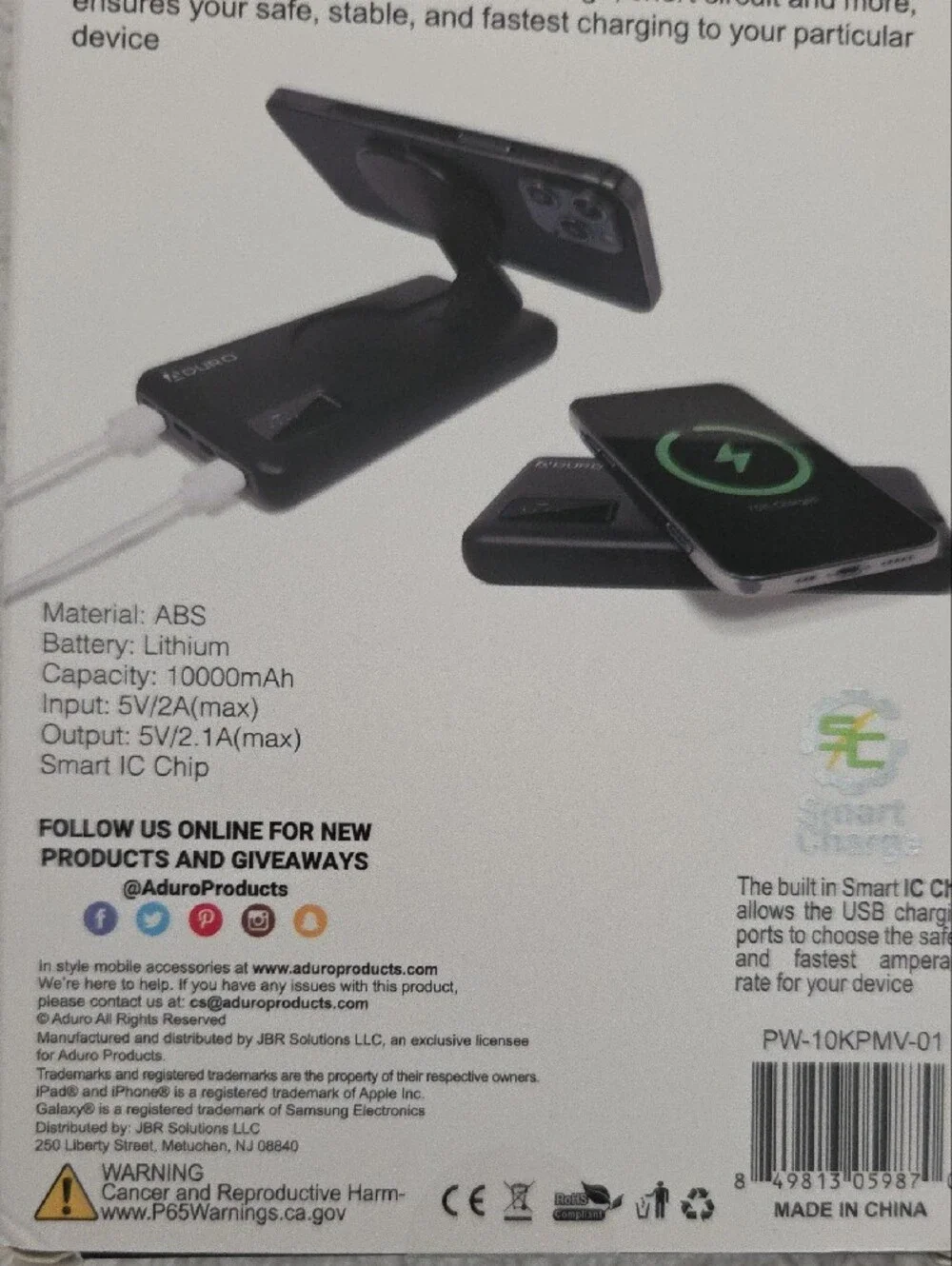 DURO PowerMag View 10000mAh Wireless Portable Power Bank - Black